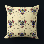 Almofada Cream Zen Mandala"<br><div class="desc">Exquisite and symmetric tribal mandala pattern with elegant red and blue details on a soothing cream background. This professional design offers a sophisticated artistic touch,  ideal for modern and cozy home interior styling."</div>