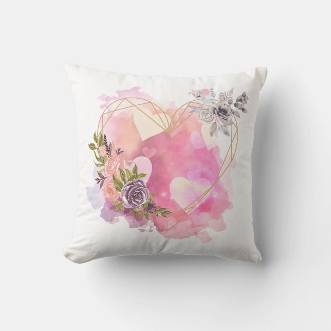 Almofada Creative Heart striped with Water Color Splash (Frente)