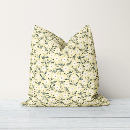 Almofada Creme Amarelo Manteiga Moderno Padrão de Daisy da