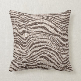 Almofada Creme castanho-esbranquiçado Zebra brilhante