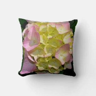 Almofada Creme cor-de-rosa Hydrangeas amarelas cor-de-rosa
