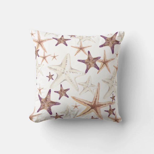 Almofada Creme de bege roxo Frio-peixe-espada Seashell Beac (Frente)