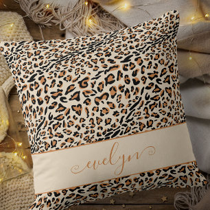 Almofada Creme de Leopardo Animal Preto Tan Personalizado