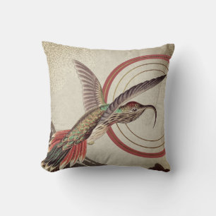 Almofada Creme e Red Hummingbird  Ernst Haeckel Inspirado
