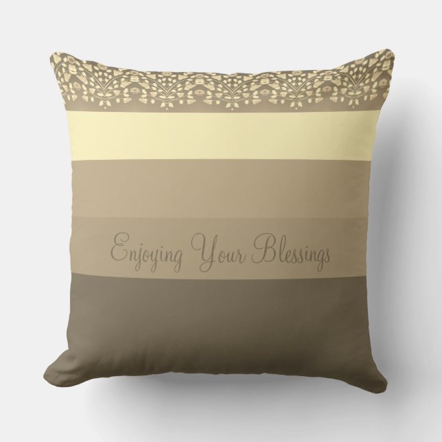 Almofada Creme e Taupe modernos e elegantes patenteados (Frente)