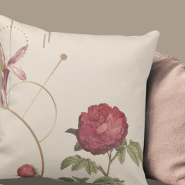 Almofada Creme Elegante Simples e Design Floral Burgundy
