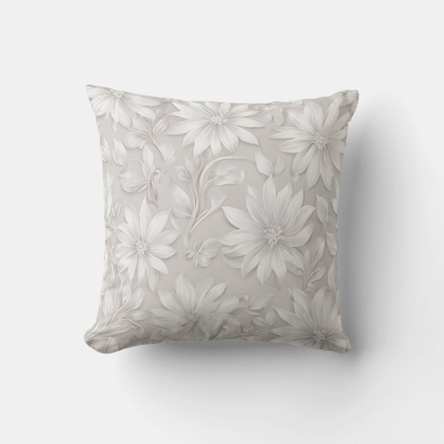 Almofada Creme Neutro Floral Elegante (Frente)