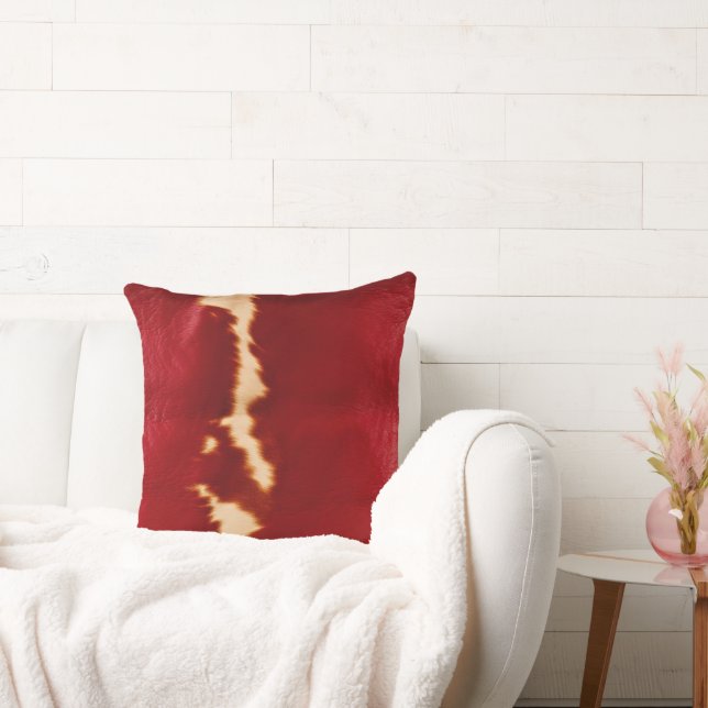 Almofada Creme Vermelho, Southwest Cowhide (Sofá)