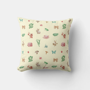 Almofada Creme-Vintage-Cute-Cottagecore Padrão Estético