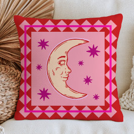 Almofada Crescente Boêmio Lua Vermelha & Celestial Lilás