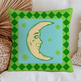 Almofada Crescente Lunar Bohemio Verde Celestial Retro