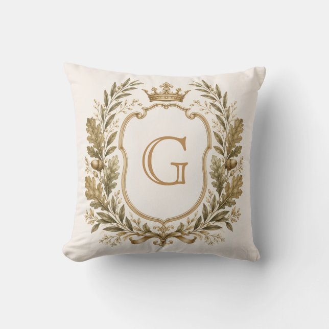 Almofada Crestão de Monograma Elegante Personalizado (Frente)