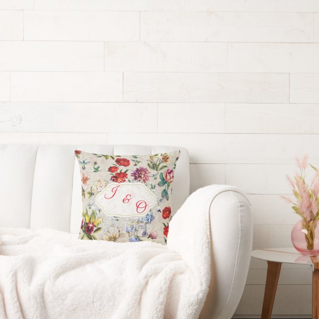 Almofada Criação De Aquarelas Florais Da Era Vitoriana (Sofá)