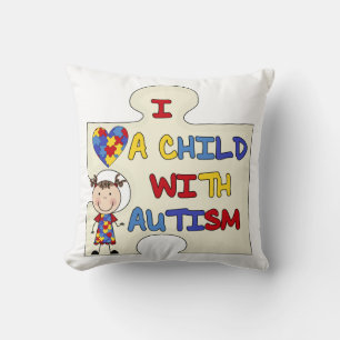 Almofada Criança com a menina triguenha 2 do autismo