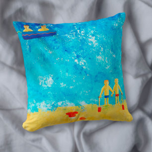 Almofada Crianças à Beira-Mar Arte Moderna Contemporânea