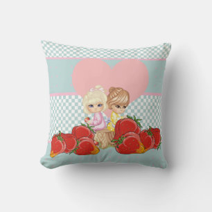 Almofada Crianças bonitas com morangos amigos Kawaii