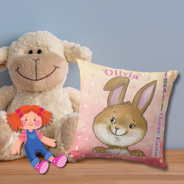 Almofada Crianças-Caça-Ovo Citadas A Ovo Rosa ( Egg-citing Egg Hunt Kids Pink Throw Pillow )