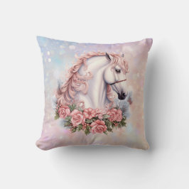 Almofada Crianças Fantásticas de Cavalo Branco, Buquê Rosa 