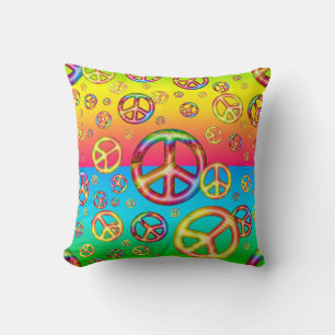 Almofada Crianças Loucas Cores Travesseiro decorativo PEACE