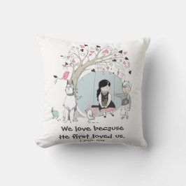 Almofada Crianças na árvore Swing 1 John 4:19