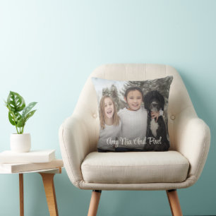 Almofada Crianças Personalizadas E Cachorro De Proteção Fot