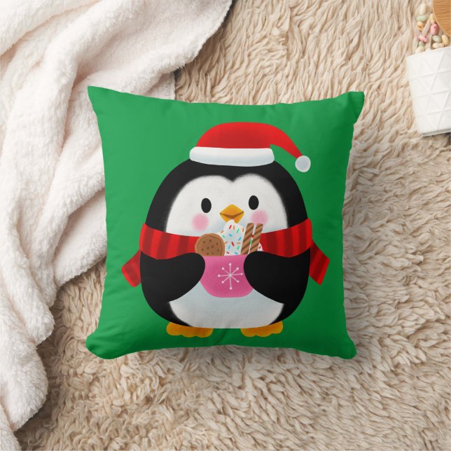 Almofada Crianças Pinguins Felizes de Natal Personalizadas (Cobertor)