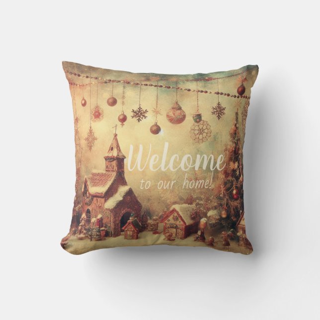 Almofada Crie a sua aldeia de Natal (Frente)