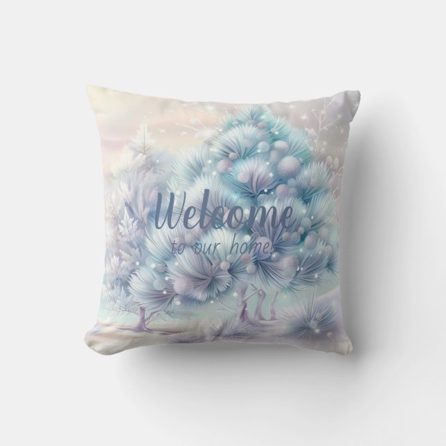 Almofada Crie As Suas Próprias Árvores de Natal Rosa Fluffy (Frente)