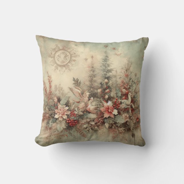 Almofada Crie As Suas Próprias Aves De Natal Vitorianas (Frente)