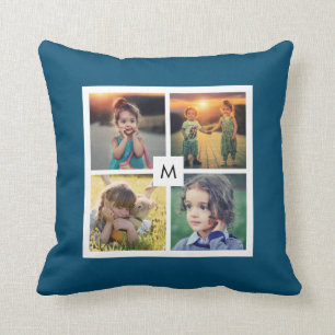 Almofada Crie os monogramas de colagem de fotos da sua fam