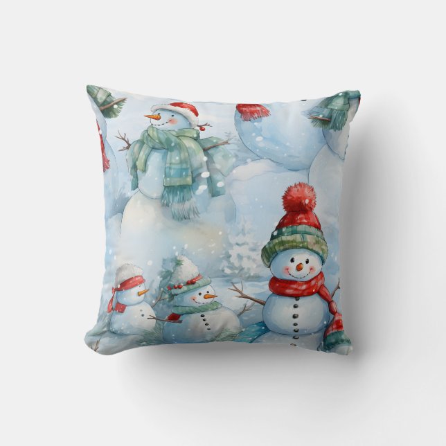 Almofada Crie Seu Próprio Campo de Neve do Boneco de Neve (Frente)