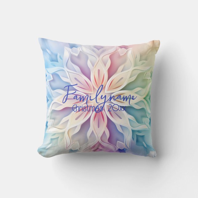 Almofada Crie seu próprio floco de neve de Natal Rainbow (Frente)