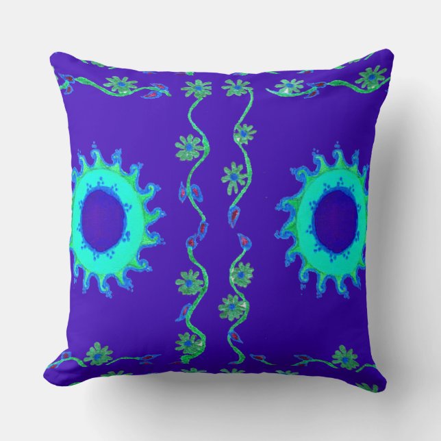 Almofada Crie seu próprio Home Blue Sunny sky floral (Frente)