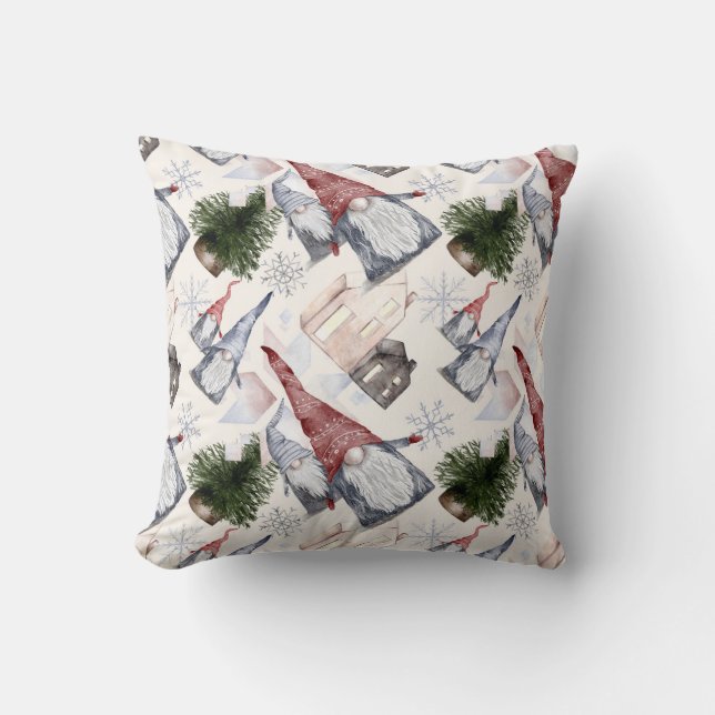 Almofada Crie seu próprio vilarejo de gnomos vermelho e Dou (Frente)