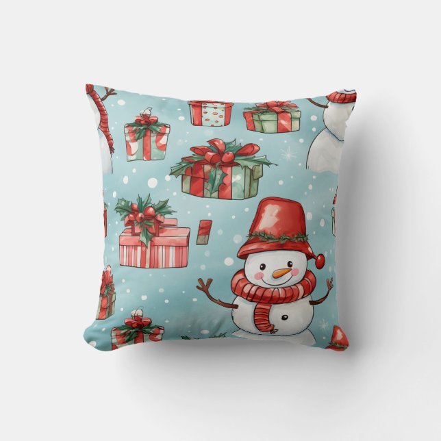 Almofada Crie Seus Próprios Bonecos de Neve Alegres (Frente)