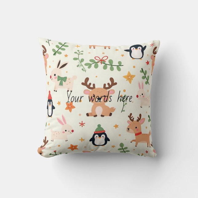 Almofada Crie Seus Próprios Critérios Kawaii de Natal (Frente)