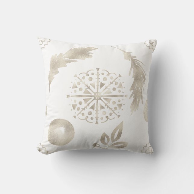 Almofada Crie seus próprios flocos de neve e penas Dourados (Frente)