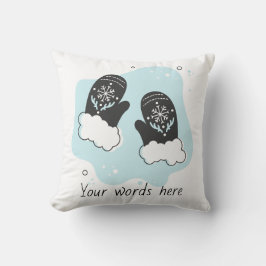 Almofada Crie Seus Próprios Mitens Retrô Azul Natal