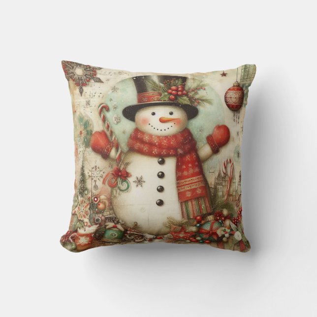 Almofada Crie seus próprios Natais vintages Snowman (Frente)