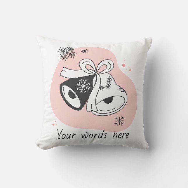 Almofada Crie seus próprios sinos de Natal retrô laranja (Frente)