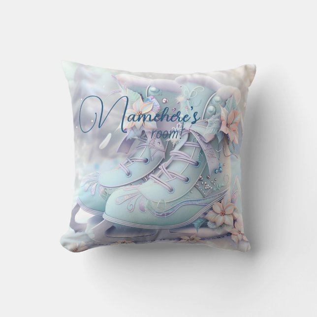 Almofada Crie Seus Próprios Skates De Gelo De Natal Floral (Frente)