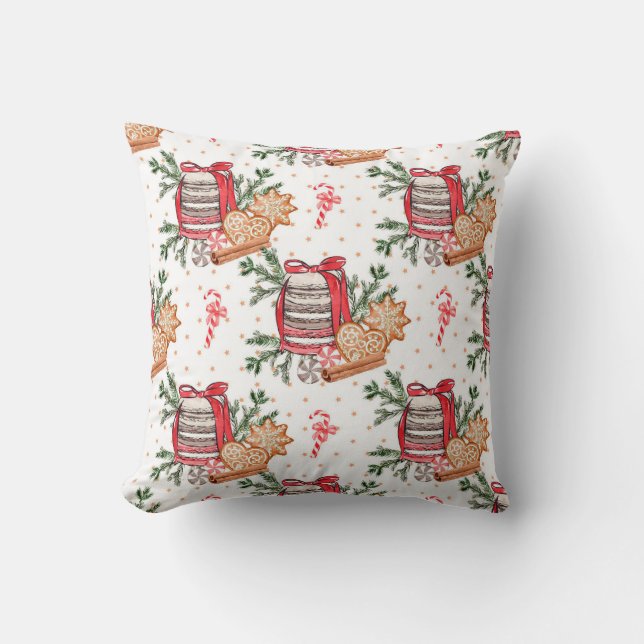 Almofada Crie seus próprios tratamentos de Natal branco (Frente)