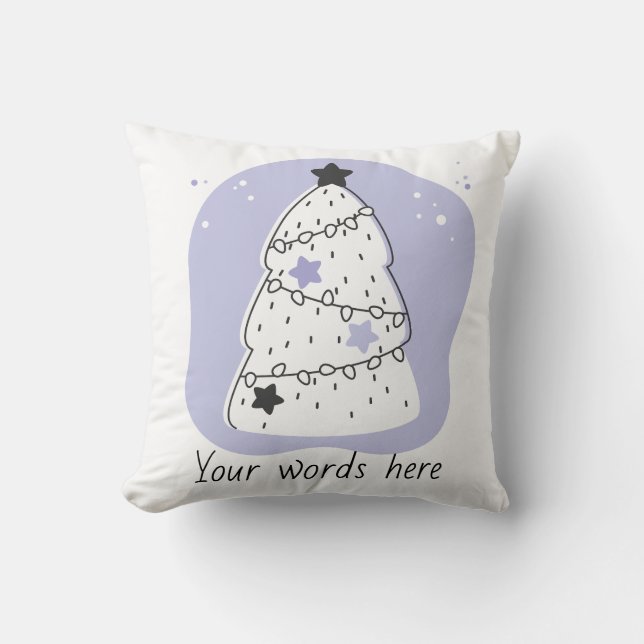Almofada Crie sua própria árvore de Natal roxa (Frente)