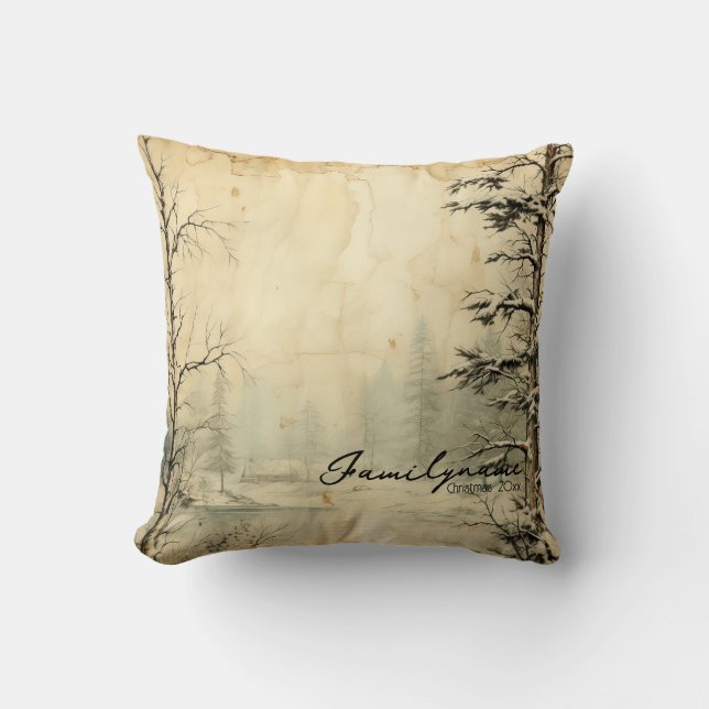 Almofada Crie Sua Própria Cena de Neve Vintage (Frente)