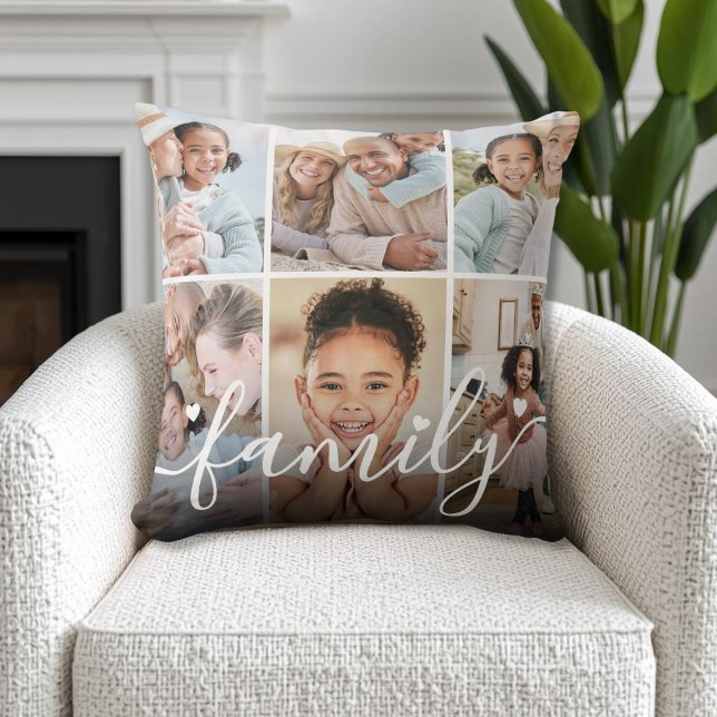 Almofada Crie Sua Própria Colagem de Fotos (Create Your Own Photo Collage Throw Pillow )