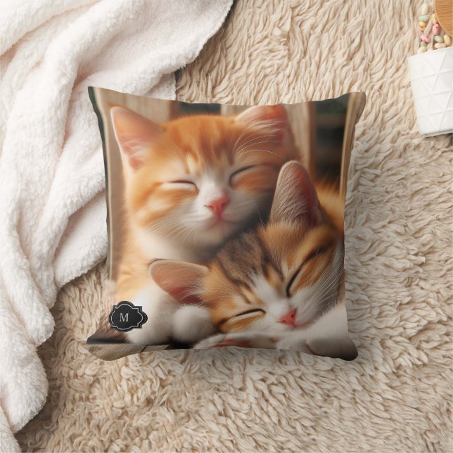 Almofada Crie sua própria foto monogramada de gato ou cacho (Cobertor)