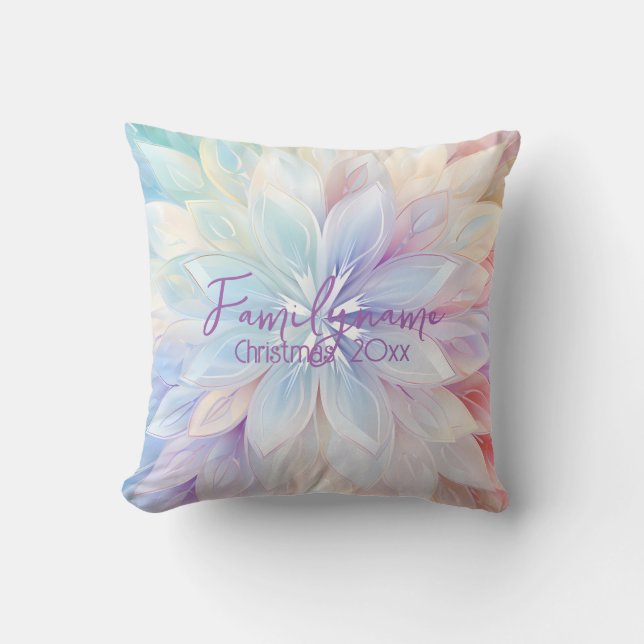 Almofada Crie sua própria Poinsettia de Natal no Arco-Íris (Frente)