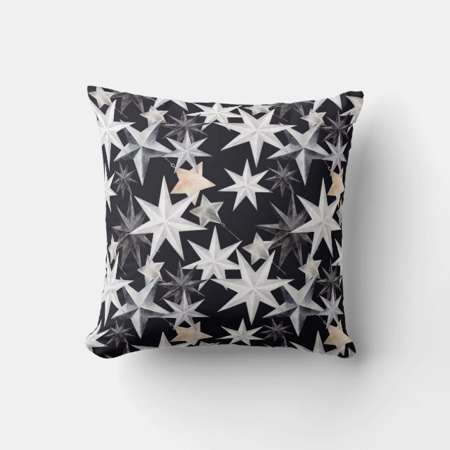 Almofada Crie Sua Própria Prata De Higem, Estrelas Brancas  (Frente)