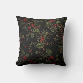 Almofada Crimson Berries Holiday Throw Pillow.