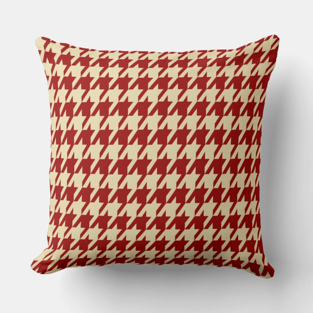 Almofada Crimson Red & Cream Houndstooth Large Azulejos (Frente)